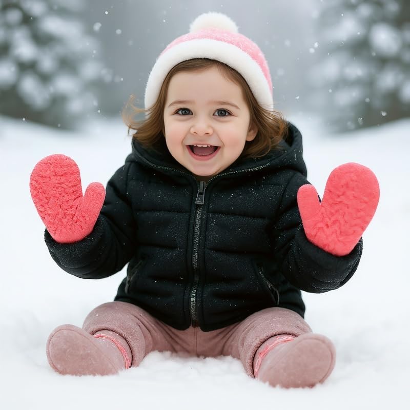 Winter-Kids-Mittens for Toddlers 2-6 Years - Windproof & Fleece Lined Knit Snow Gloves, Soft Warm Gloves for Boys-Girls - Image 6