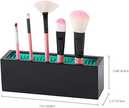 NASHI Makeup Brushes Holder Organizer, Silicone Vanity Air Drying Rack Display Storage for Brush, Eyeliners and More, Practical Cosmetic Tools Container by .(Blue-White)