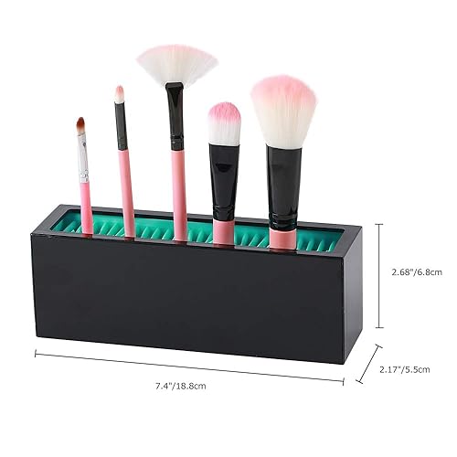 Miniatura 2 de Organizador de brochas de maquillaje, estante de secado de aire de silicona para cepillo, delineadores de ojos y más, práctico contenedor de