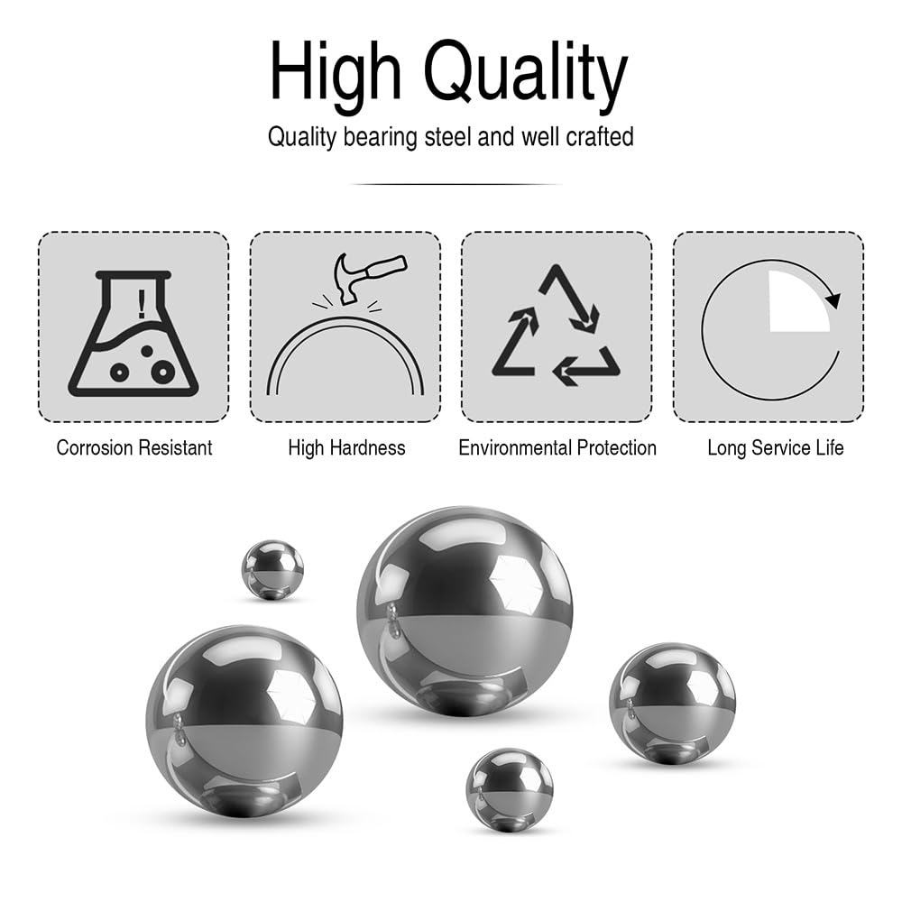 AXK 550PCS Loose Ball Bearings Assortment Kit, 11 Sizes (2mm-8mm) GCr15 Steel Precision Bicycle Bearing Balls, High Hardness Smooth Steel Balls for Bike Wheel, Motorcycle, Caster, Furniture Repair