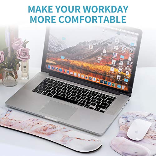 Wintojo Keyboard Wrist Rest Pad And Mouse Wrist Rest Support Gaming Mouse Pad Ergonomic Gel Memory Foam Set For Computer, Laptop, Office, Pain Relief, Comfortably Typing, Pink Marble (Km-02) #TOP6