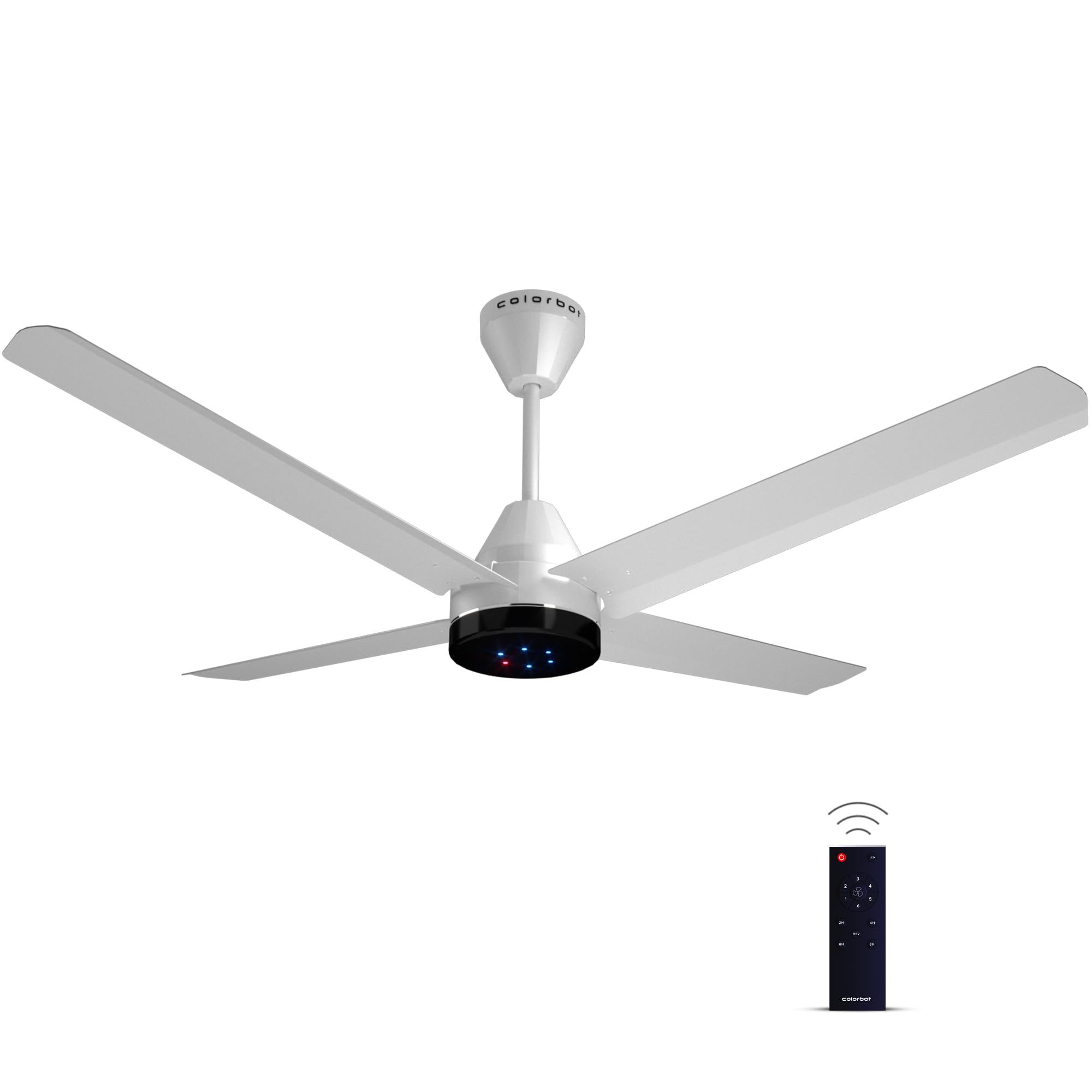 Colorbot Stella Quad 4 Blade BLDC Ceiling Fans 1200mm | BEE 5 Star Rated | Save up to 65% | Remote Control (Boost, Timer, LED, Reverse Mode) | 100% Copper Winding | 4 Years Warranty (Arctic White)