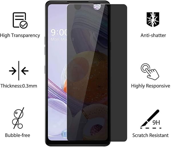 GLBLAUCK [2-Packs] Privacy Screen Protector for T-Mobile Revvl 8 Pro 5G, Anti-Spy 9H Hardness Tempered Glass Screen Protectors for T-Mobile Revvl 8 Pro 5G (2025) by GLBLAUCK - Used condition - Image 4