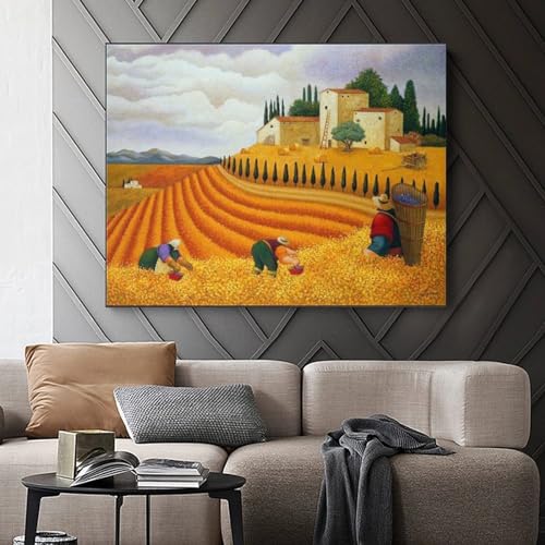 ESyem Posters Abstract Poster Autumn Landscape Poster Farm Barn Wall Art Canvas Art Poster And Wall Art Picture Print Modern Family Bedroom Decor 16x20inch(40x51cm) Frame-style - Thumbnail 3