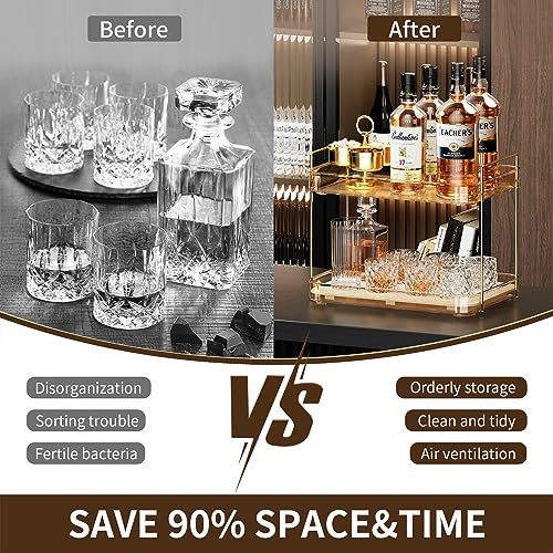 image for Seoneiro Whiskey Tray, Glass Cup Rack, Mug Holder, Coffee Cup Organize