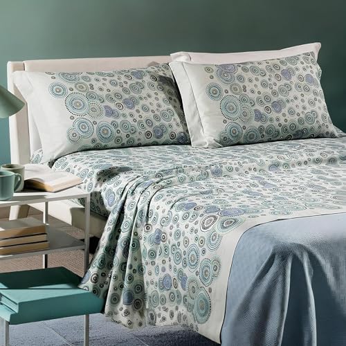 Completo Lenzuola Matrimoniali in Cotone letto due piazze Art. Dea (Azzurro)