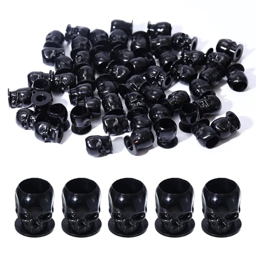 OFEYLE Tattoo Ink Caps Disposable Skull Tattoo Ink Cups 200PCS Plastic Ink Caps for Tattooing Makeup Pigment Ink Cups Tattoo Ink Holder Tattoo Supplies and Equipment, Tattoo Accessories (Black)