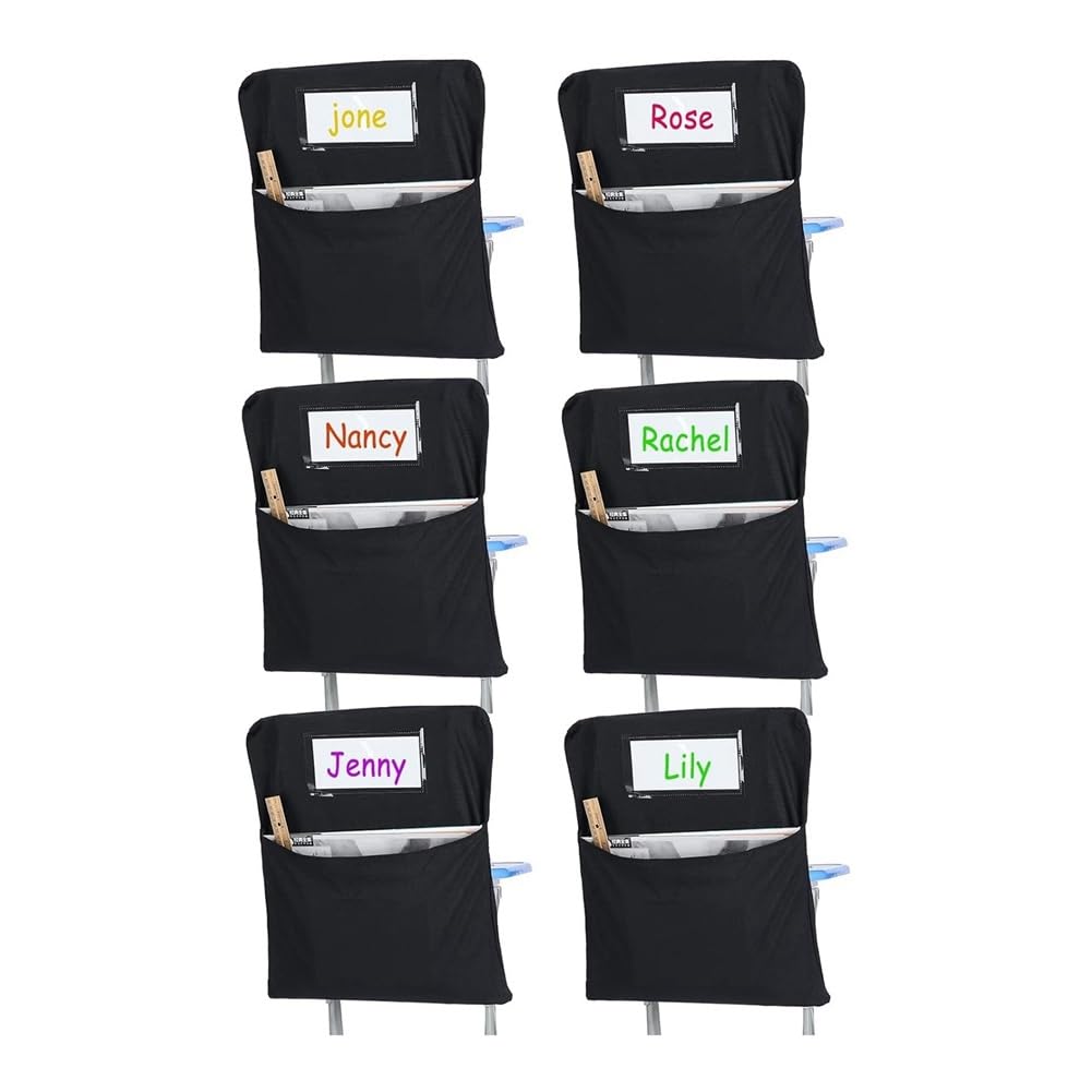 CTRLZS 6Pcs Chair Storage Pocket Chair Bag Chair Pockets for Classrooms Student Chair Pockets Chair Organizer with Name Tag