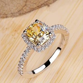 DJMJHG Anillos para Mujer Boda Nupcial Joyería De Moda Anillo De Compromiso Color Oro Blanco Día De San Valentín