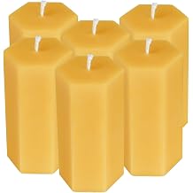 6PCS Hexagon Beeswax Pillar Candles,Large Handmade Pure Beeswax Candle,Unscented Smokeless,2 * 4",18H, Raw