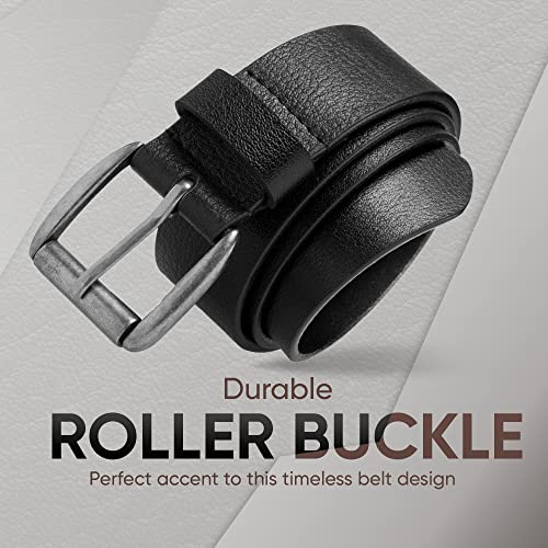 Prospero Comfort Men's Casual Belt Super Soft Full Grain Leather Roller Buckle 38MM 1.5 inch Black Brown Tan4