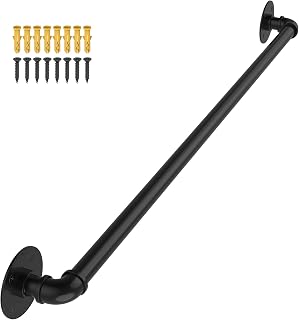 OUSHENG 3ft Industrial Pipe Stair Handrail - Metal Wall Mount Railing for Indoor Outdoor Steps, Porch, Farmhouse Style, 440lbs Support