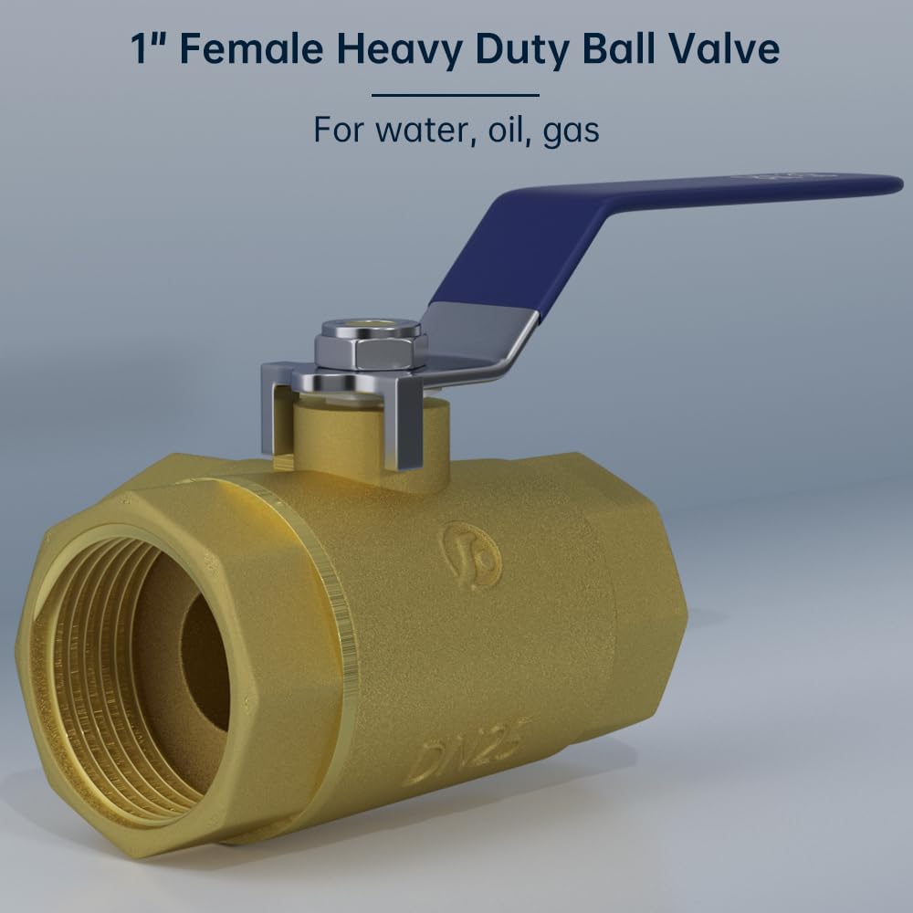 Areyourshop 1" DN25 3 Way Ball Valve Three T Port NPT Brass Female Type For Water Oil, 1 Inch Brass Ball Valve
