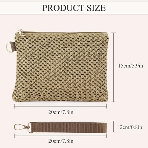 Image of Straw Clutch Purses for Women, Bohemian Straw Handbag Small Summer Beach Bag Wristlet Wallet with Zip