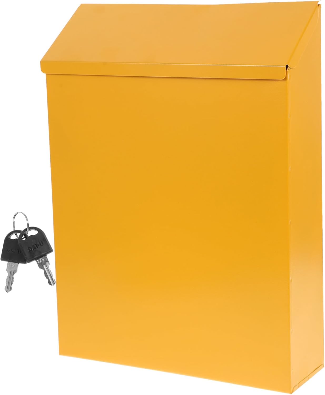 Creative Yellow Iron Mailbox with Lock Wall-Mount Letter Storage Box for Home Outdoor Use Household Post Box Complaint Suggestion