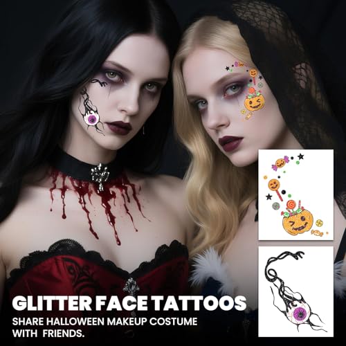 Halloween Glitter Freckle & Gems, Face Tattoo for Women Makeup Decorations - image 4