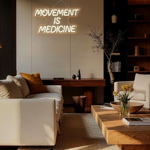 Image of Movement Is Medicine Neon Sign Gym Light Up Home Fitness Club LED Exercise Neon Signs for Wall Decor in Sports Room Party Bar LED Warm White Letters Sign in Home Gym Decor Art Gifts for Adult