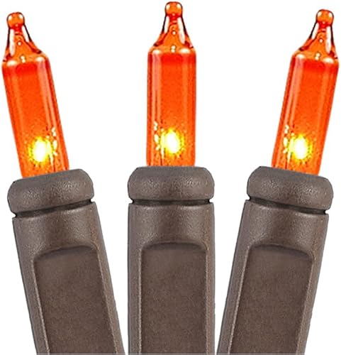 Miniatura 4 de Novelty Lights Juego de 50 mini tiras de luces ámbar de Navidad, cable marrón, para interiores y exteriores, certificación UL, 11 pies de largo