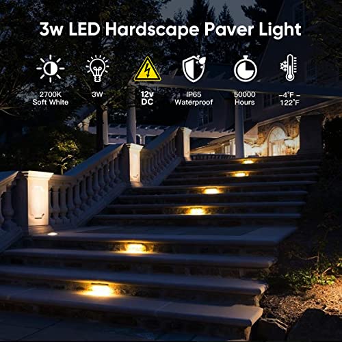 Ytiws 4 Pack 7 Inch 3W Smart Hardscape Lighting, 12V Dc Retaining Wall Lights Color Changing, Ip65 Waterproof Low Voltage Outdoor Lights, App Control Landscape Step Light, Hardscape Paver Light #TOP1