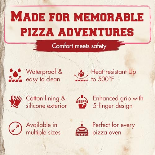 Image of KITCHEN PERFECTION Silicone Pizza Oven Gloves -Extreme Heat Resistant Gloves for Outdoor & Indoor Pizza Ovens -Waterproof Oven Mitts Compatible with Ooni, Ninja, Gozney & More|Superior Set+3 Bonuses