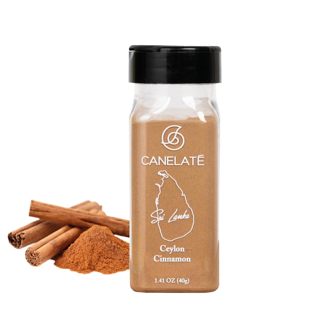 CANELATÉ Organic Ceylon Cinnamon Powder 40g (1.41oz) - Packed at the origin, 100% pure, finest ground cinnamon from small holder farmers in Sri Lanka.