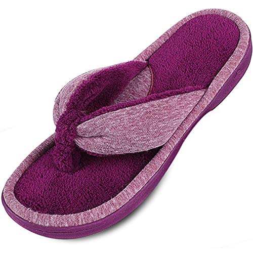 Damen Memory Foam Hausschuhe, verstellbare Terry gemütliche Spa Flip-Flops