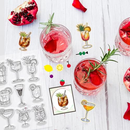 GLOBLELAND Conjunto de carimbos transparentes e matrizes de corte para fazer cartões, bebidas, vinho