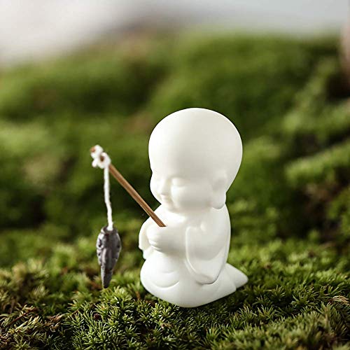 Artisanat en céramique blanche petite statue de pêcheur pour décoration raffinée