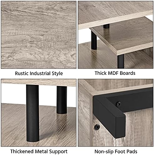 Yaheetech TV Stand for TV up to 55 inch, Wooden Entertainment Center with Metal Frame, Industrial TV Cabinet with Storage Shelf for Living Room, Grey, 106 x 39.5 x 40cm