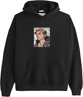 سويت شيرت بغطاء للرأس مطرز بشنطة كبيرة الحجم من انيمي AOT SHINGEKI Attack eren levi - انمي اتاك تطريز ليرين ميكاس اوفر سايز او هودي او توتي باج تي شيرت 38