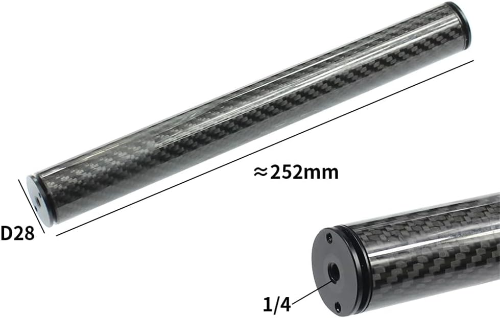 Carbon Fiber Selfie Stick Extension Rod Float Pole Dual 1/4"" Screw Hole Length 252MM Diameter 28.5MM for GoPro Insta360 Action Camera for Tripod Monopod Photography Accessories