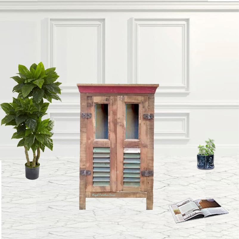 Rustic 2 Gls/Lvr Doors Cabinet