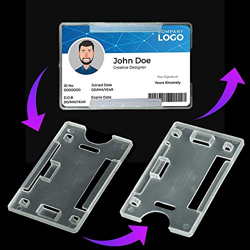 Image of AccuPrints - Pack of 100 single side Card Holder Badge, Transparent for office use, used for id card