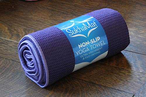 Sukhamat Non-Slip Yoga Towel, The Best Non-Slip, Ultra Absorbent, Fast Drying Yoga Towel, Durable Microfiber Construction, 72” Long, 100% (Purple) #TOP5