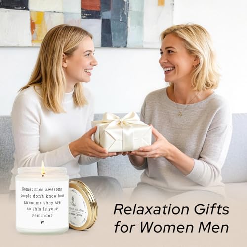Image of Gifts for Women Men, Inspirational Thank You Gifts Candle 7Oz | Friendship, Thank You Gift, Birthday Gift for Woman Man Friend Teacher Mom Girlfriend Sister, You Are Awesome Candle Lavender