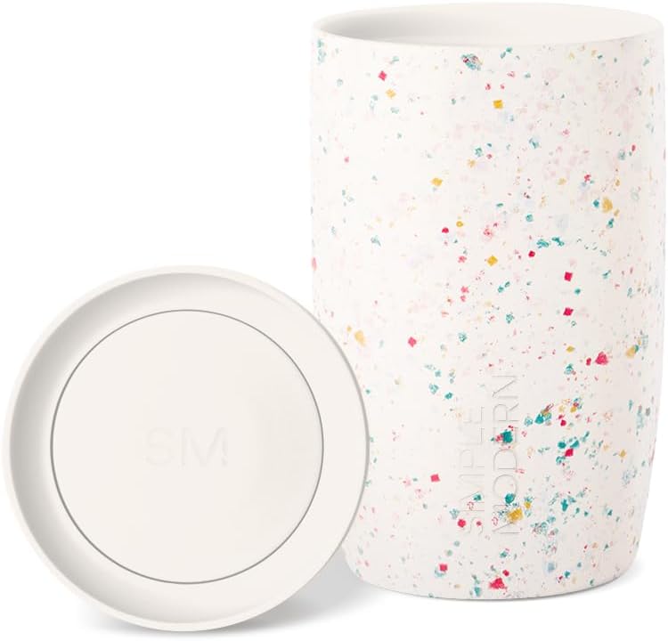 Simple Modern Travel Coffee Mug Tumbler with 360° Lid | Ceramic-Lined Insulated Stainless Steel Cold Brew Iced Coffee Cup | Gifts for Women Men Her Him | Voyager Signature | 12oz | Cream Terrazzo