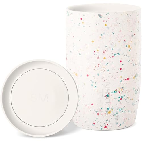 Simple Modern Travel Coffee Mug Tumbler with 360° Lid | Ceramic-Lined Insulated Stainless Steel Cold Brew Iced Coffee Cup | Gifts for Women Men Her Him | Voyager Signature | 12oz | Cream Terrazzo