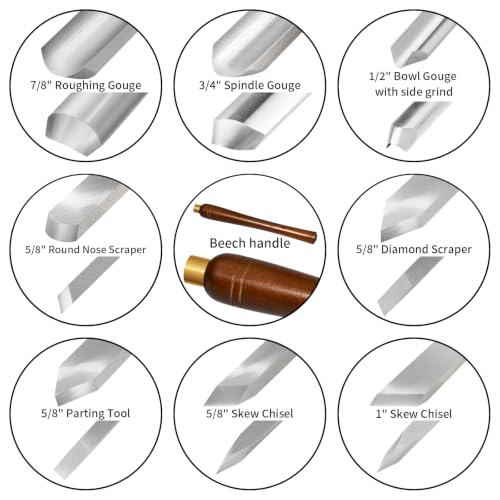 DEEFIINE 8pcs M2 HSS Lathe Chisel Set
