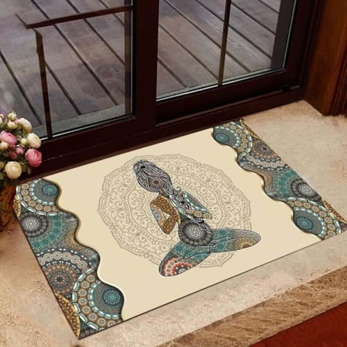 ���փ}�b�g ���K�K�[���̃}���_�����M�t�g�f�R���[�V���� 50×80cm doormat Yoga Girl Mandala Pattern Gift Decor