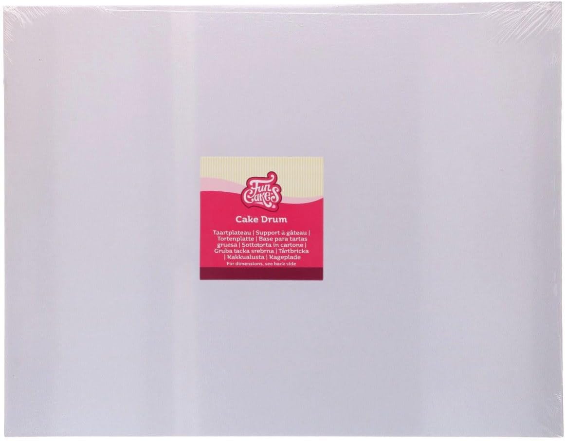 FunCakes Cake Drum Oblong Cake Mat, White, 45 x 35 cm
