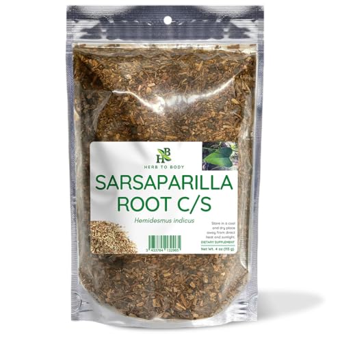 Herb To Body Sarsaparilla Root Cut & Sifted – 4 oz, Wildcrafted Smilax Medica Dried for Sarsaparilla Tea & Herbal Tea, Jamaican Herb for Wellness and Traditional Uses