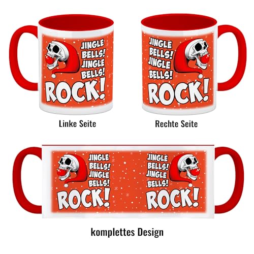 speecheese Jingle Bells Rock Weihnachten Kaffeebecher Rot mit Totenkopf