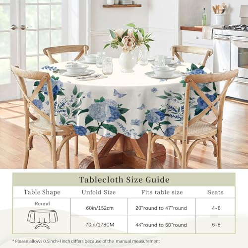 Eikione Round Tablecloth Floral Table Cloth, Colorful Tablecloths Polyester Waterproof Stain Wrinkle Free, Circle Tablecloth Indoor and Outdoor Table Cover for Home by Eikione - Image 6