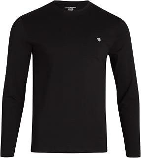 Lucky Brand Mens Sleep Shirt, Long Sleeve Cotton Sleep Top for Layering | Tag-Free Comfort, Authentic Chest Logo, Lightweight and Breathable, Modern Fit, Soft Easy Stretch Perfect for Layering