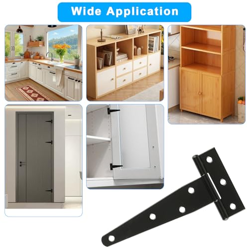 T Strap Hinges Heavy Duty, Shed Door Gate Hinges(Black) (12, 12 Pcs *6 inch) by QBXMY7 - Used condition - Image 3