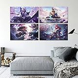 XUANXIU League of Legends Spirit Blossom Collection 4 Piece Set Canvas Art Print Poster for Bedroom Game Room Decor35x20 Inch No Framed 35inchinchx 20inchinch