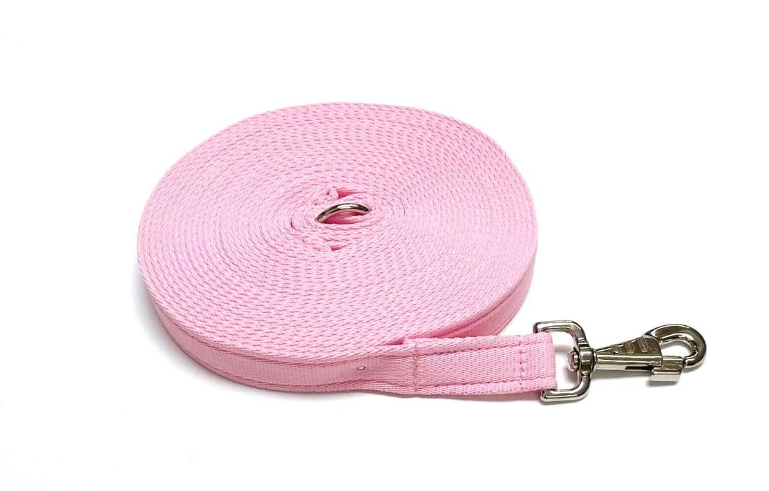 30ft 9m Horse Lunge Line Large Dog Training Lead Large 25mm Cushioned Webbing And Heavy Duty Fluted Trigger Clip In (Baby Pink) โ image 1