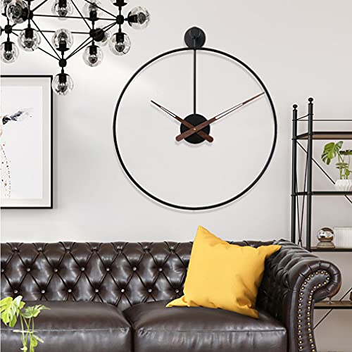 Modirnation 'The Ring' Oversized Modern Nordic Wall Clock, Minimalistic And Stylish, Simplistic Luxury Metal Design, Silent Quartz Mechanism, Home Decor For Home/Office (Black) #TOP7