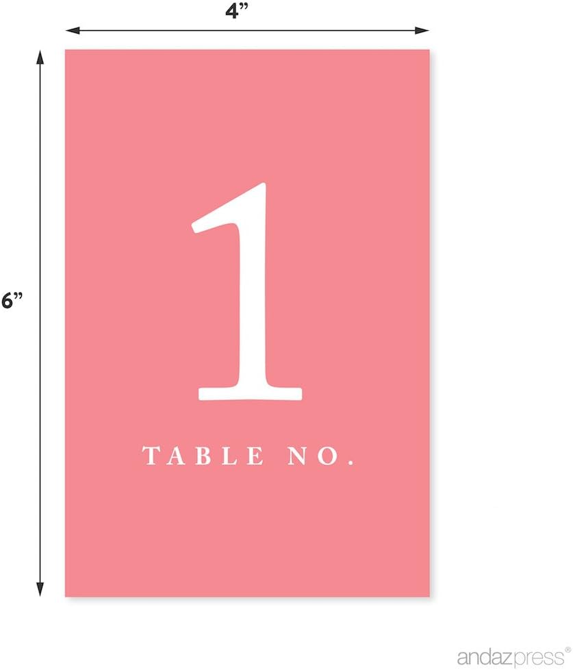 Andaz Coral Wedding Table Numbers 1-20, 4x6-Inch Table Number Cards, Restaurant, Boda