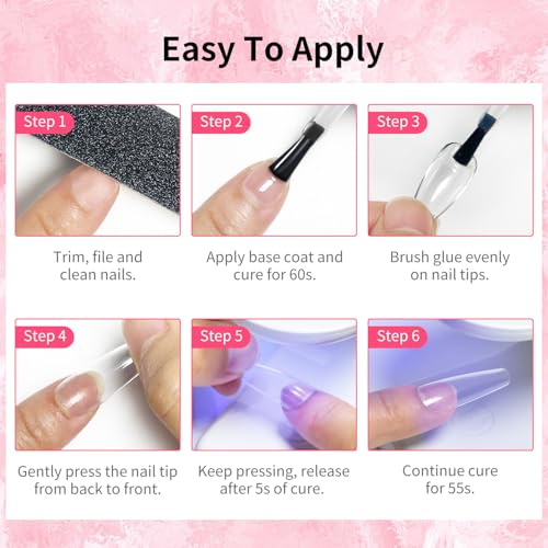 JODSONE 2PCS 10ML Nail Glue Gel for Long Acrylic Extension Nail False Tips and Clear Press On Nails Repair Treatment Rhinestone, Girl Gift for Home Salon Beginner DIY - Thumbnail 7